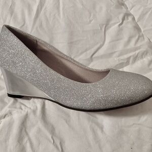 Silver Wedge Pumps, Size 43